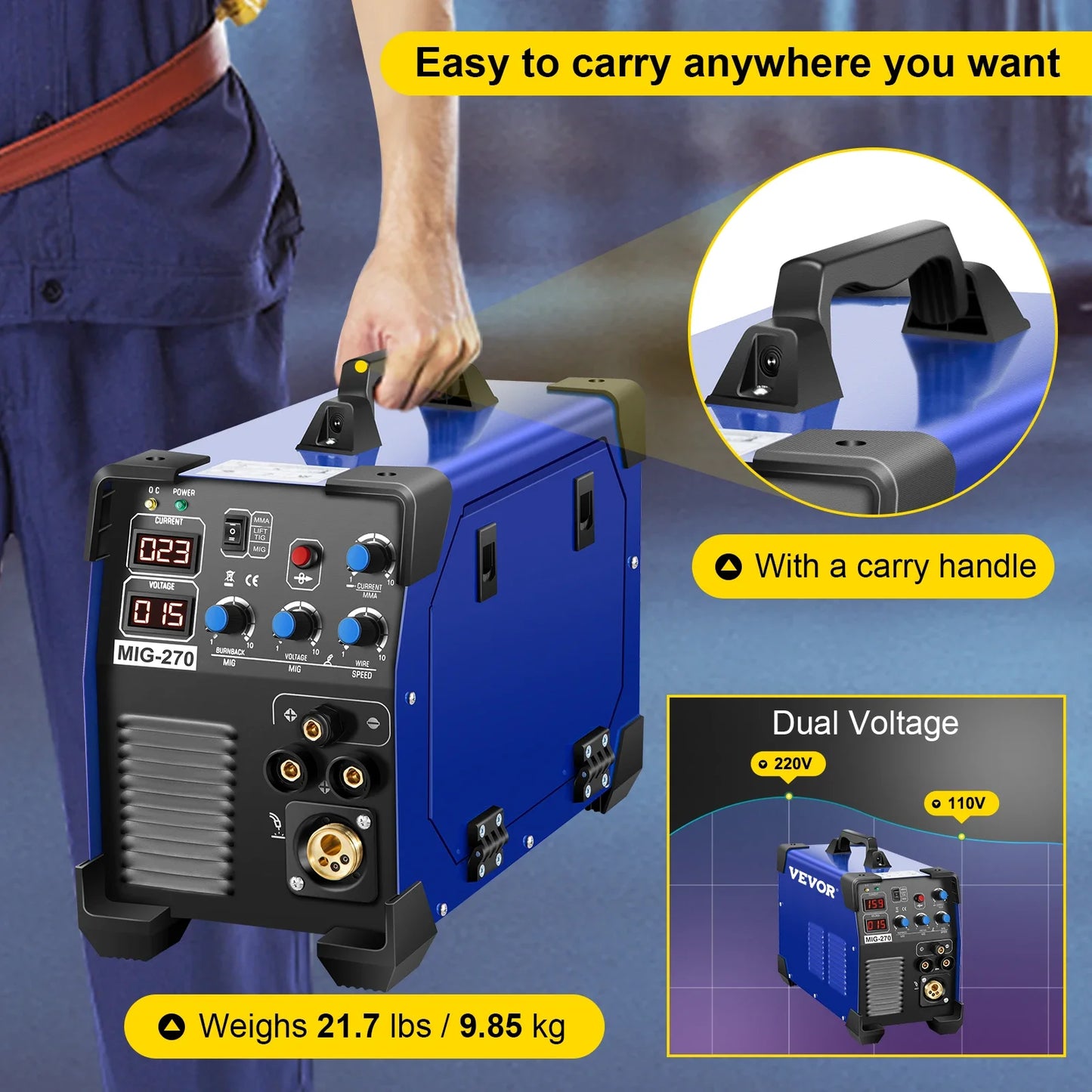 VEVOR 3-in-1 MIG/MMA/TIG Inverter Schweißmaschine