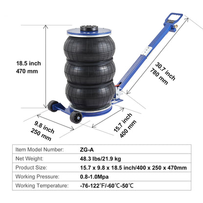 Pneumatischer Wagenheber für schwere Beanspruchung – 3 Tonnen / 5 Tonnen Schnellheber mit klappbarem Griff