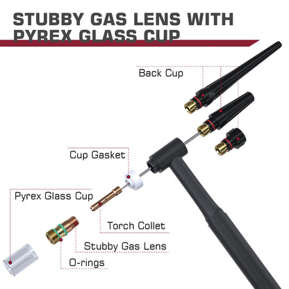 WIG-Schweißbrenner-Verbrauchsmaterial-Set – Stubby-Gaslinse und Düsen (49/71 PCS)