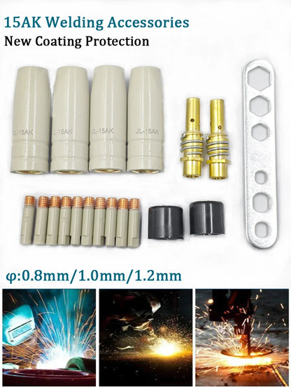 15AK Schweißzusatzmaterial-Set – Anti-Spritzer-Spitzen und Schutzdüsen