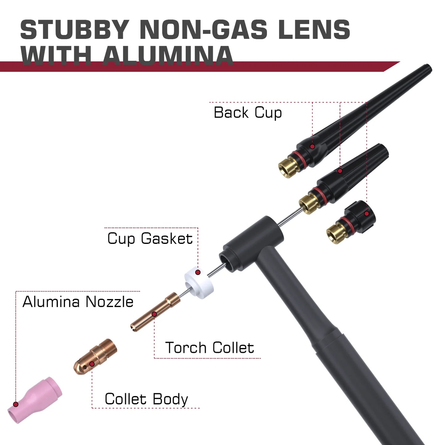 WIG-Schweißbrenner-Verbrauchsmaterial-Set – Stubby-Gaslinse und Düsen (49/71 PCS)