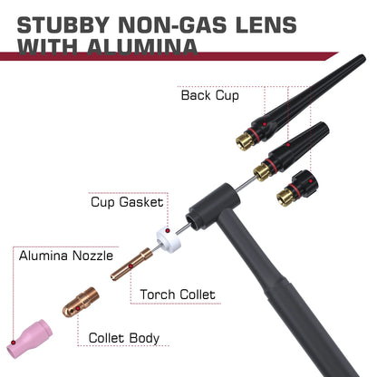 WIG-Schweißbrenner-Verbrauchsmaterial-Set – Stubby-Gaslinse und Düsen (49/71 PCS)