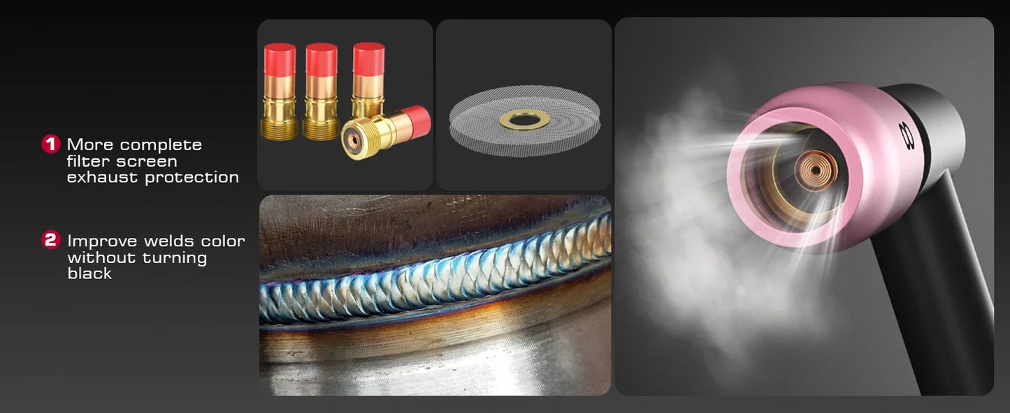 WIG-Schweißbrenner-Verbrauchsmaterial-Set – Stubby-Gaslinse und Düsen (49/71 PCS)