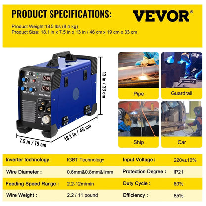 SIIHAO 270A 3-in-1 MIG/MMA/TIG Welder Dual Voltage