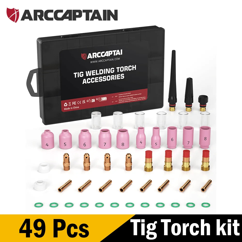 WIG-Schweißbrenner-Verbrauchsmaterial-Set – Stubby-Gaslinse und Düsen (49/71 PCS)