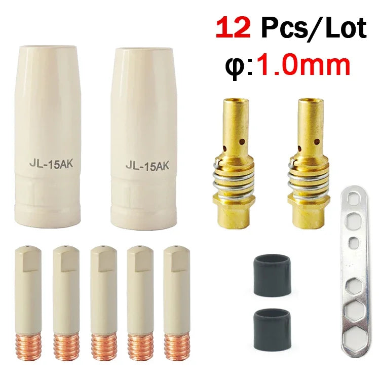 15AK Schweißzusatzmaterial-Set – Anti-Spritzer-Spitzen und Schutzdüsen