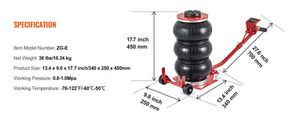 Pneumatischer Wagenheber für schwere Beanspruchung – 3 Tonnen / 5 Tonnen Schnellheber mit klappbarem Griff