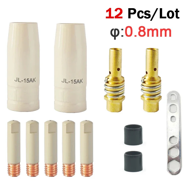 15AK Schweißzusatzmaterial-Set – Anti-Spritzer-Spitzen und Schutzdüsen