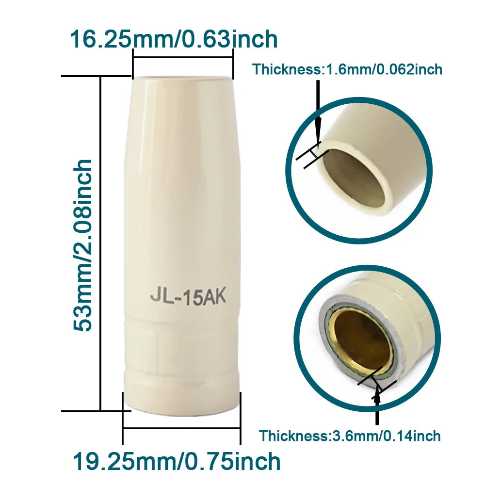 15AK Schweißzusatzmaterial-Set – Anti-Spritzer-Spitzen und Schutzdüsen