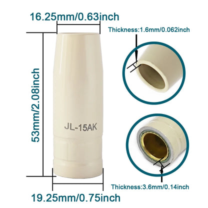 15AK Schweißzusatzmaterial-Set – Anti-Spritzer-Spitzen und Schutzdüsen