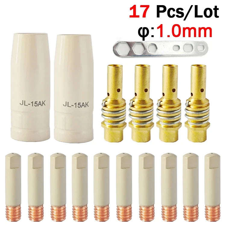 15AK Schweißzusatzmaterial-Set – Anti-Spritzer-Spitzen und Schutzdüsen