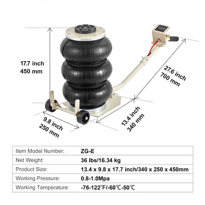 Pneumatischer Wagenheber für schwere Beanspruchung – 3 Tonnen / 5 Tonnen Schnellheber mit klappbarem Griff