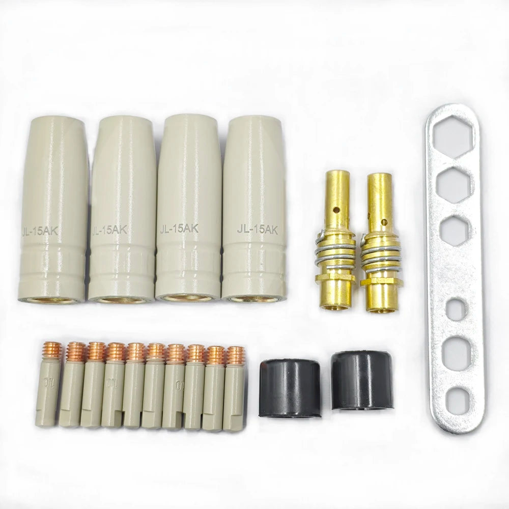 15AK Schweißzusatzmaterial-Set – Anti-Spritzer-Spitzen und Schutzdüsen