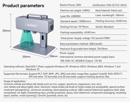 M4 Fiber Laser Engraver 70x70mm High-Speed Desktop