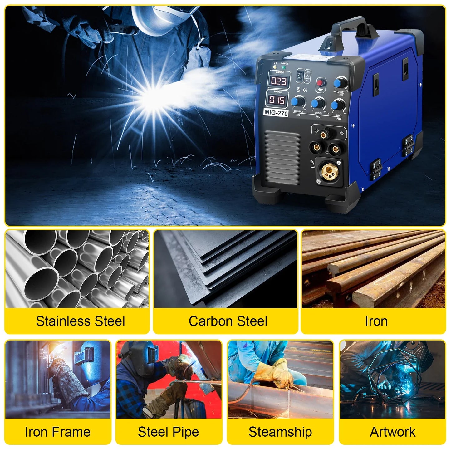 VEVOR 3-in-1 MIG/MMA/TIG Inverter Schweißmaschine