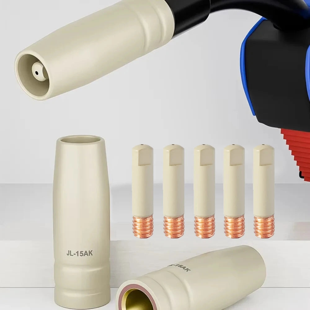15AK Schweißzusatzmaterial-Set – Anti-Spritzer-Spitzen und Schutzdüsen