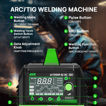 AIXZ 200A AC/DC 5-in-1 Schweißgerät – Aluminium, TIG & MMA